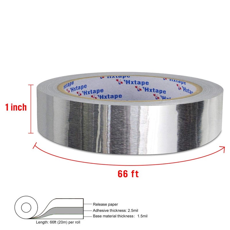 Hxtape HVAC Tape, Aluminum Tape, 4mil 1 in x 66ft, foil Tape for ductwork, for Metal Repair Insulation Tape, (Silver) - Image 2
